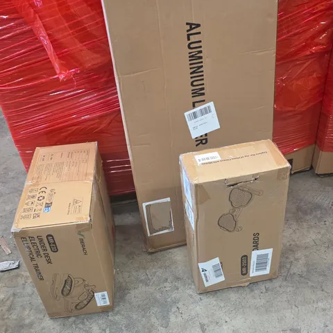 PALLET OF ASSORTED HOUSEHOLD GOODS AND PRODUCTS TO INCLUDE;ELLIPTICAL TRAINER,STEPPER,LADDERS