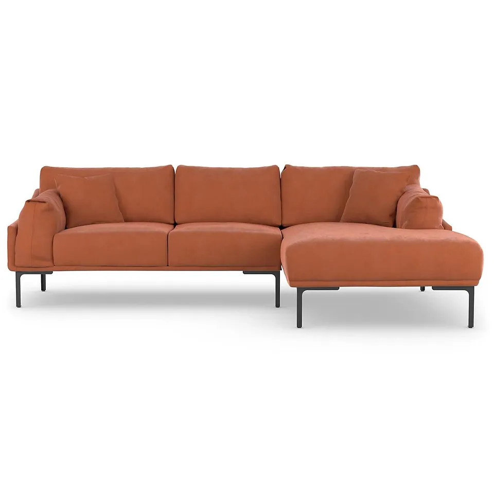 BRAND NEW DESIGNER VIVENSE LEO CORNER SOFA RIGHT CHAISE, RUST ORANGE 