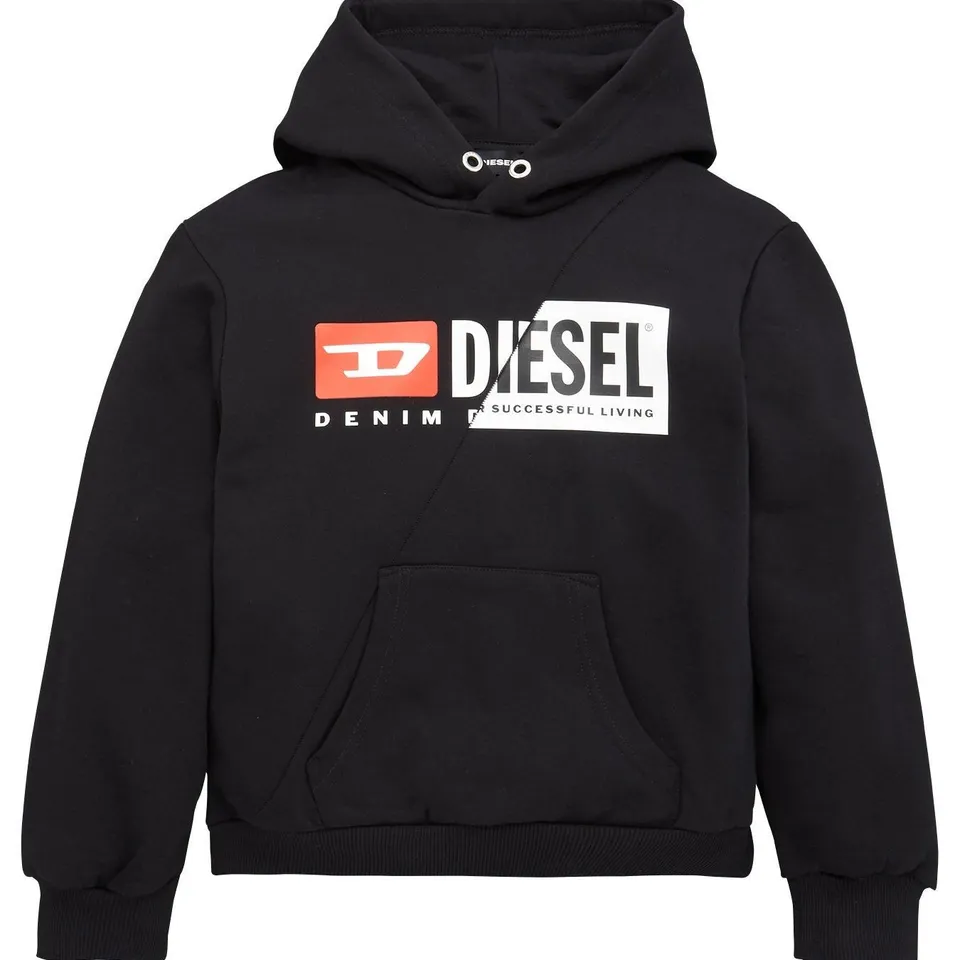 BRAND NEW DIESEL BOYS CUT LOGO HOODIE - BLACK - 14 YEARS RRP £80