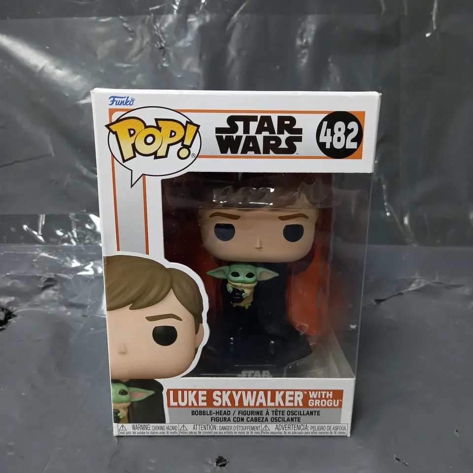 BOXED FUNKO POP! STAR WARS "LUKE SKYWALKER WITH GROGU" BOBBLE-HEAD FIGURE