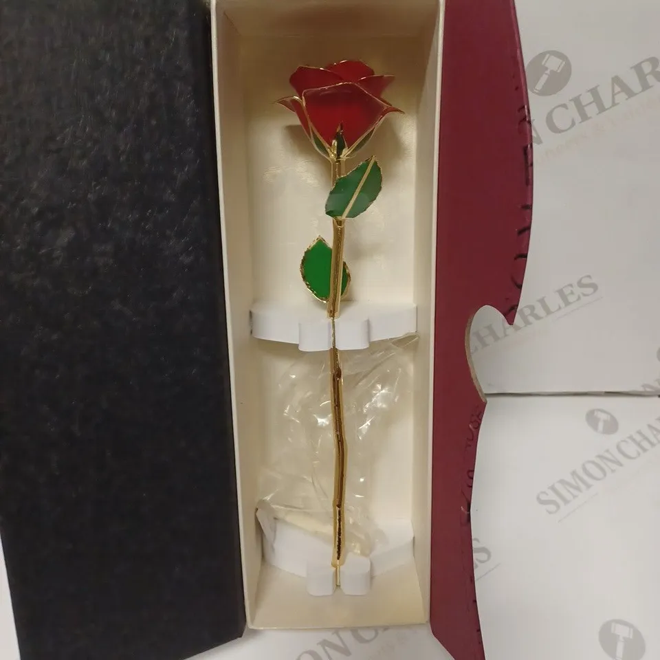BOXED GILDED GLASS DECORATIVE ROSE 