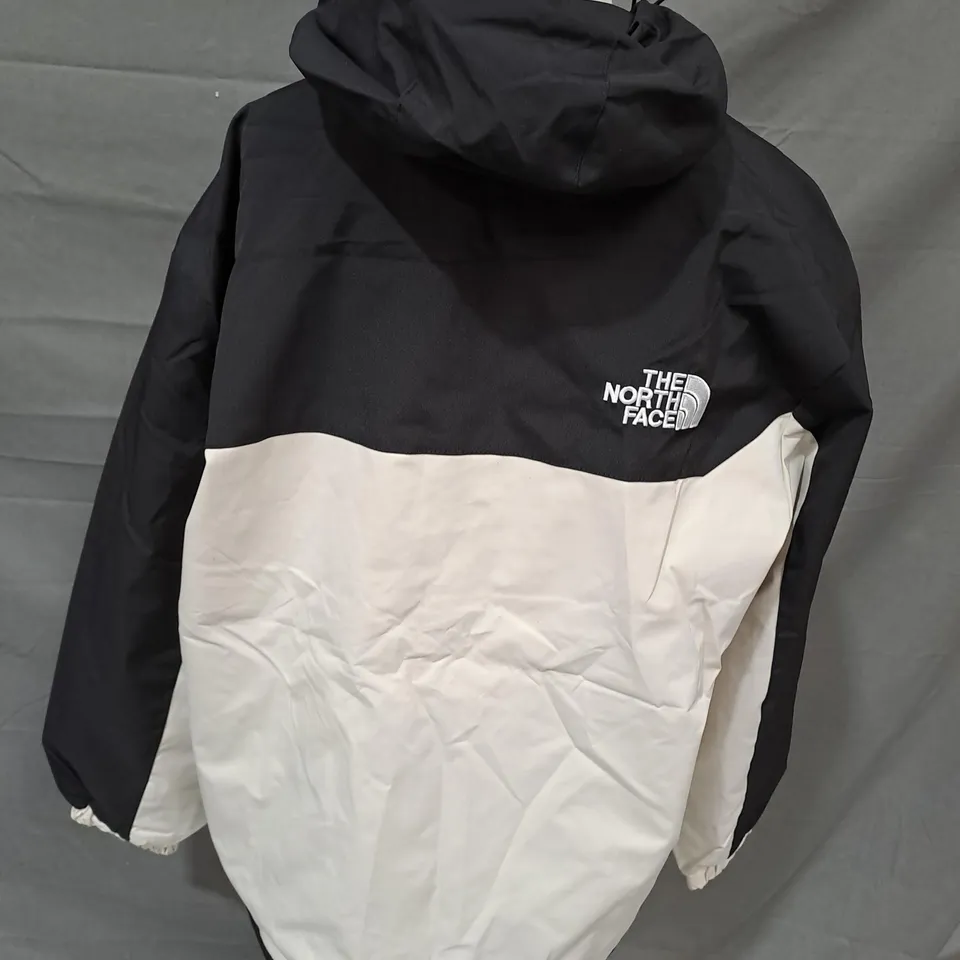 THE NORTH FACE BLACK & CREAM JACKET WITH HOOD - 2XL