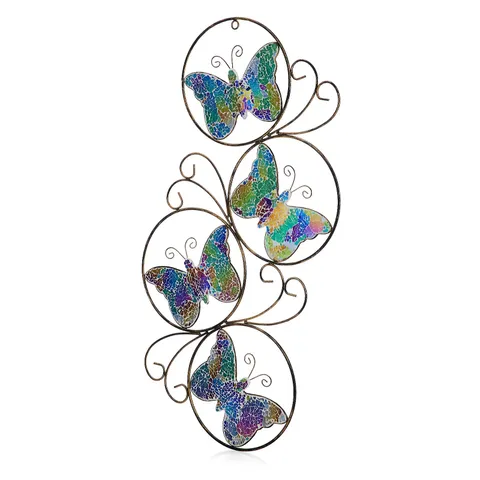 GARDEN REFLECTIONS HAND FINISHED MOSAIC GOLD BUTTERFLY WALL HANGING