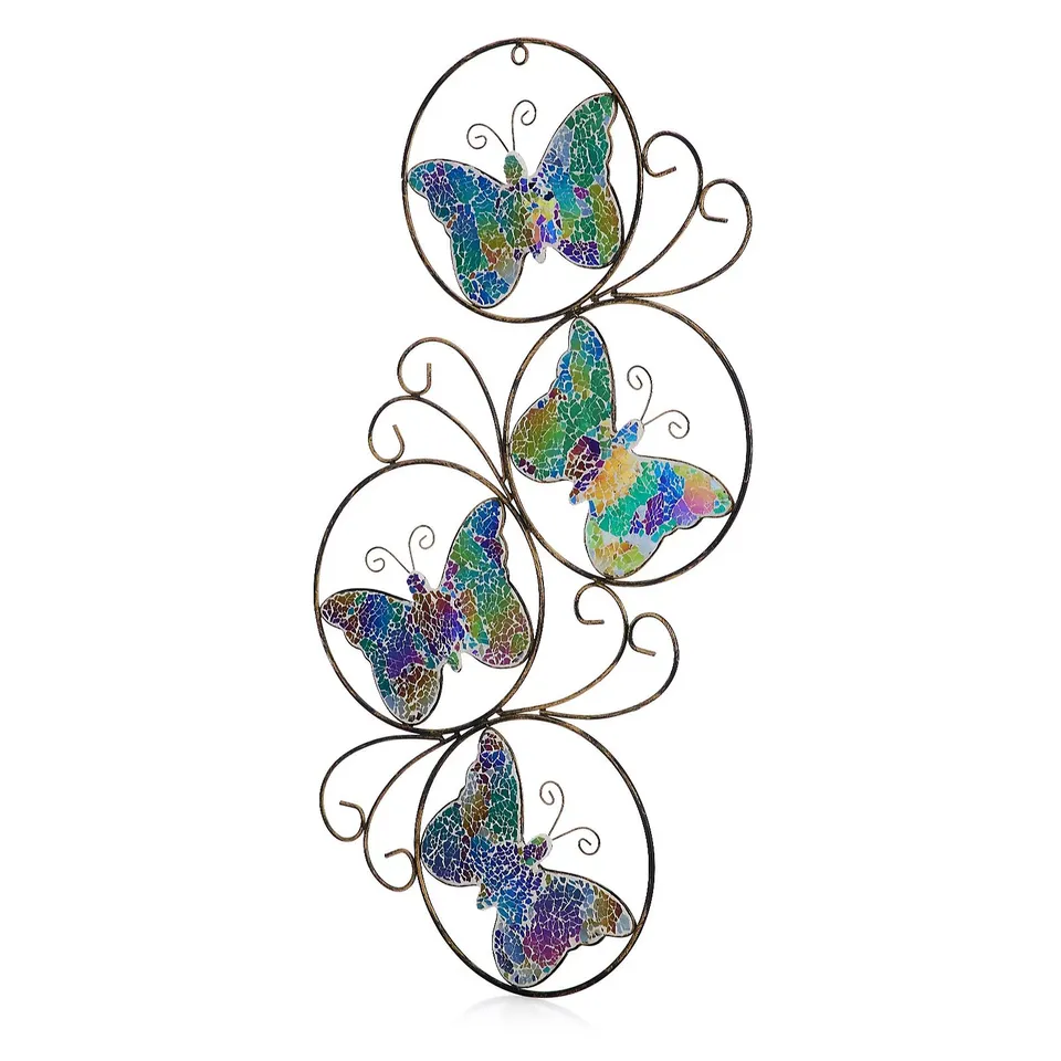 GARDEN REFLECTIONS HAND FINISHED MOSAIC GOLD BUTTERFLY WALL HANGING