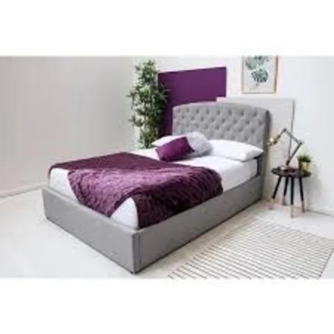 BOXED JORGE UPHOLSTERED OTTOMAN BED - GREY VELVET // SIZE: 4FT6 (4 BOXES)