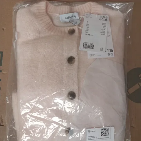 BAGGED & OTHER STORIES CARDIGAN IN PALE PINK SIZE XS