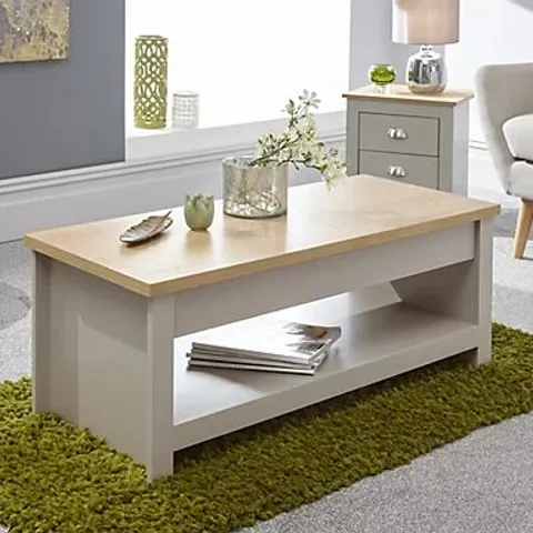 GFW LANCASTER LIFT UP COFFEE TABLE - GREY/OAK - COLLECTION ONLY