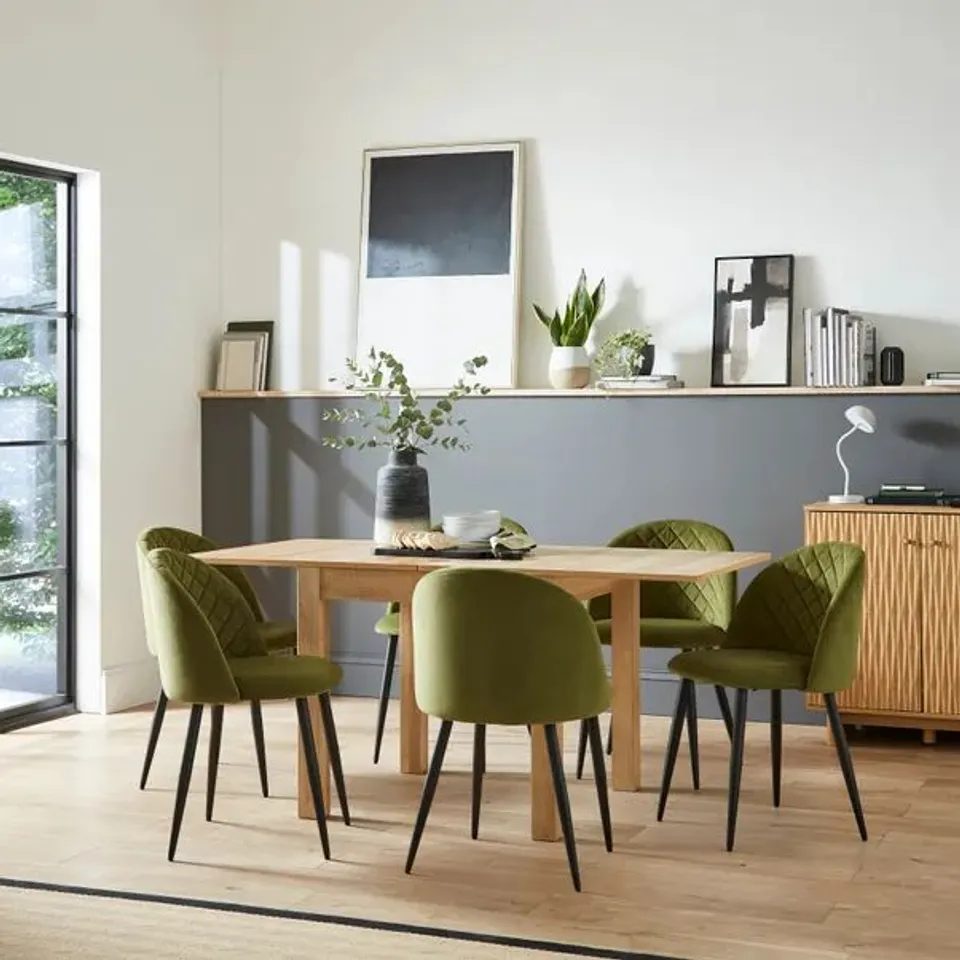 BOXED FULTON 4-6 SEATER RECTANGULAR FLIP TOP DINING TABLE - PARQUET EFFECT (1 BOX)