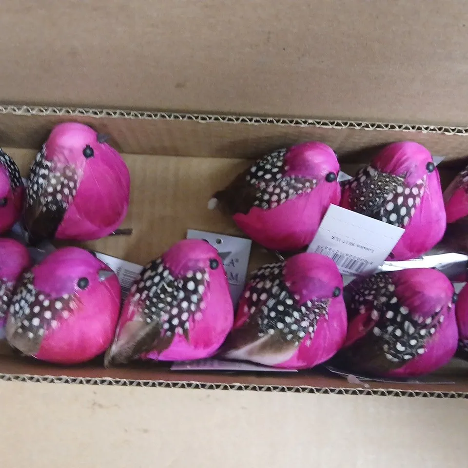 BOX OF APPROXIMATELY 10 GISELA GRAHAM CLIP-ON ROUND BIRD DECORATIONS