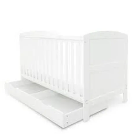 BOXED COLEBY COT BED, UNDER DRAWER AND ALL SEASONS PREMIUM POCKET SPRUNG MATTRESS 