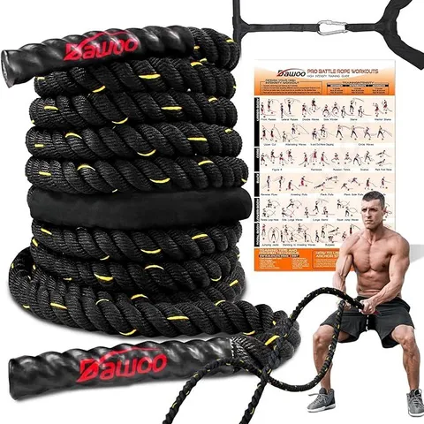 BOXED DAWOO BATTLE ROPES 38MM×9M WITH PROTECTIVE COVER HEAVY EXERCISE ROPE 