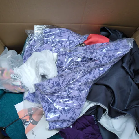 LARGE BOX OF APPROXIMATELY 25 ASSORTED CLOTHING ITEMS IN VARIOUS COLOURS, STYLES AND SIZES - COLLECTION ONLY