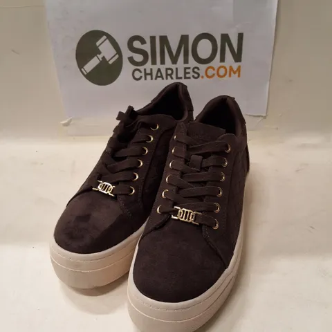 River Island Brown-Dark Suede Platform Trainers – UK 5 (EU 38)