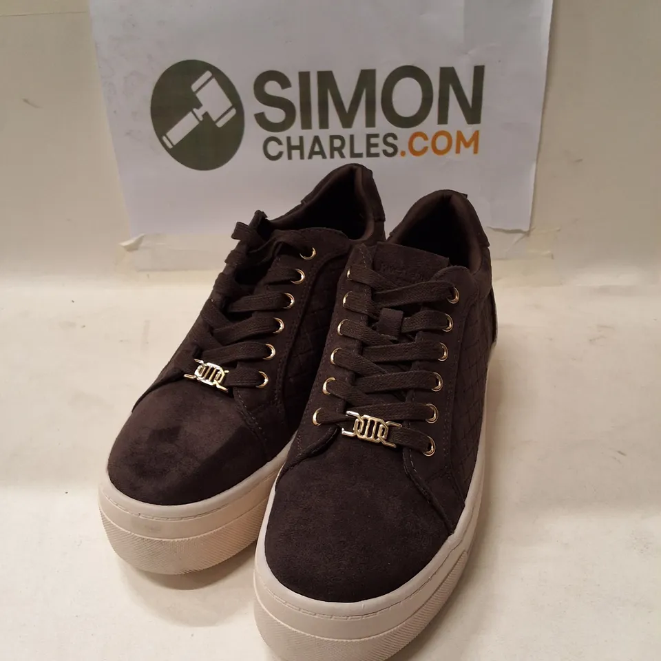 River Island Brown-Dark Suede Platform Trainers – UK 5 (EU 38)