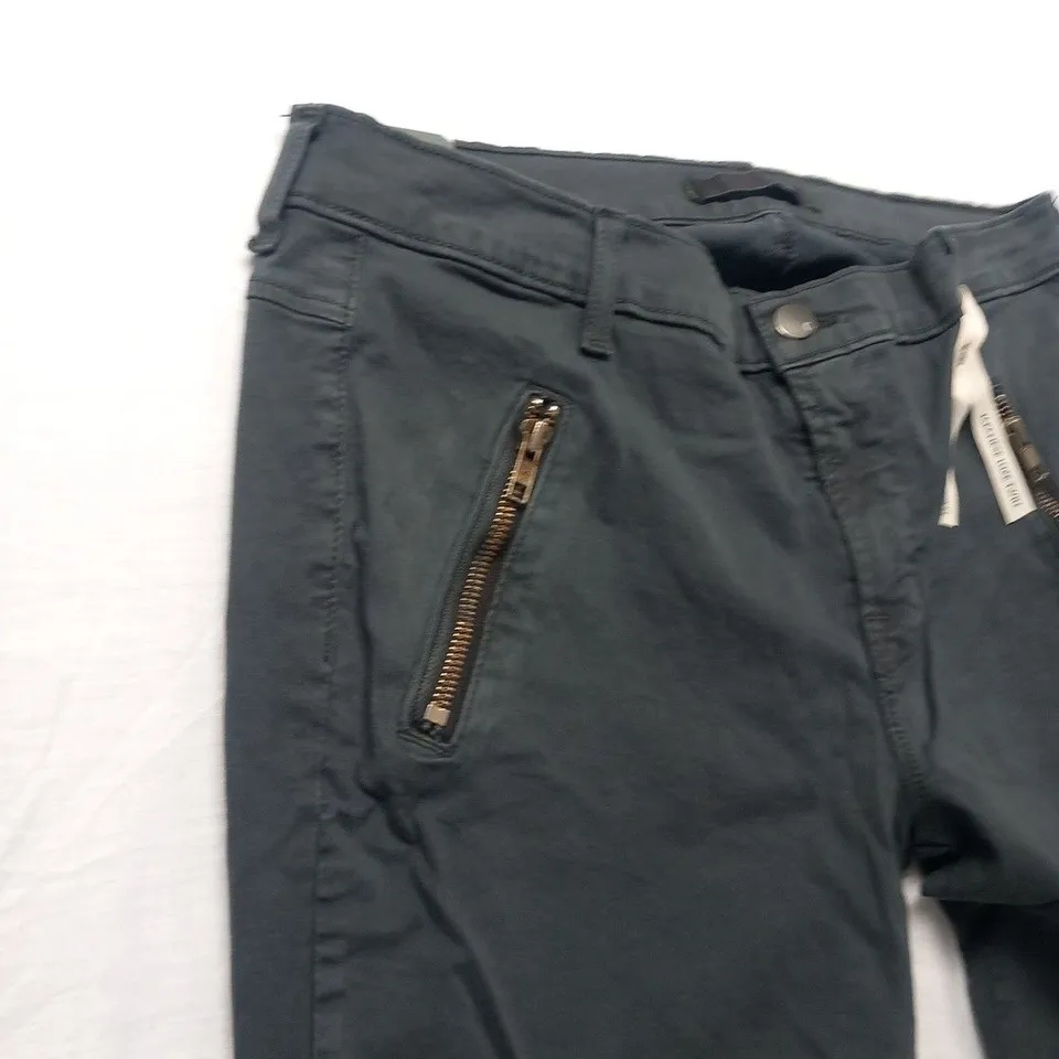 J BRAND AGNES WORN SHARK LOW RISE MODERN MOTO ZIP SKINNY LEG TROUSERS SIZE 32