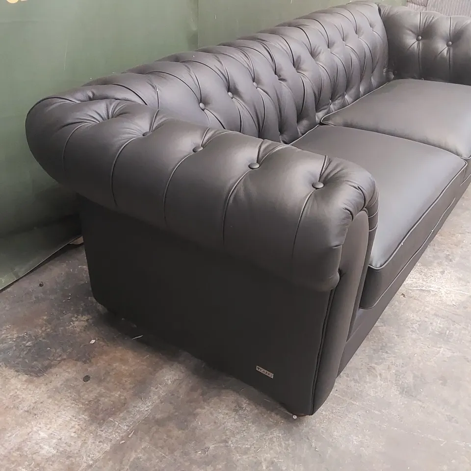 QUALITY DESIGNER BAKERFIELD 3 SEATER LEATHER/FAUX LEATHER COMBO SOFA - BLACK