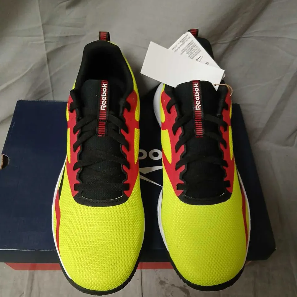 REEBOK NFX TRAINER MEN'S SHOES – NEON YELLOW/BLACK/RED, UK 11.5
