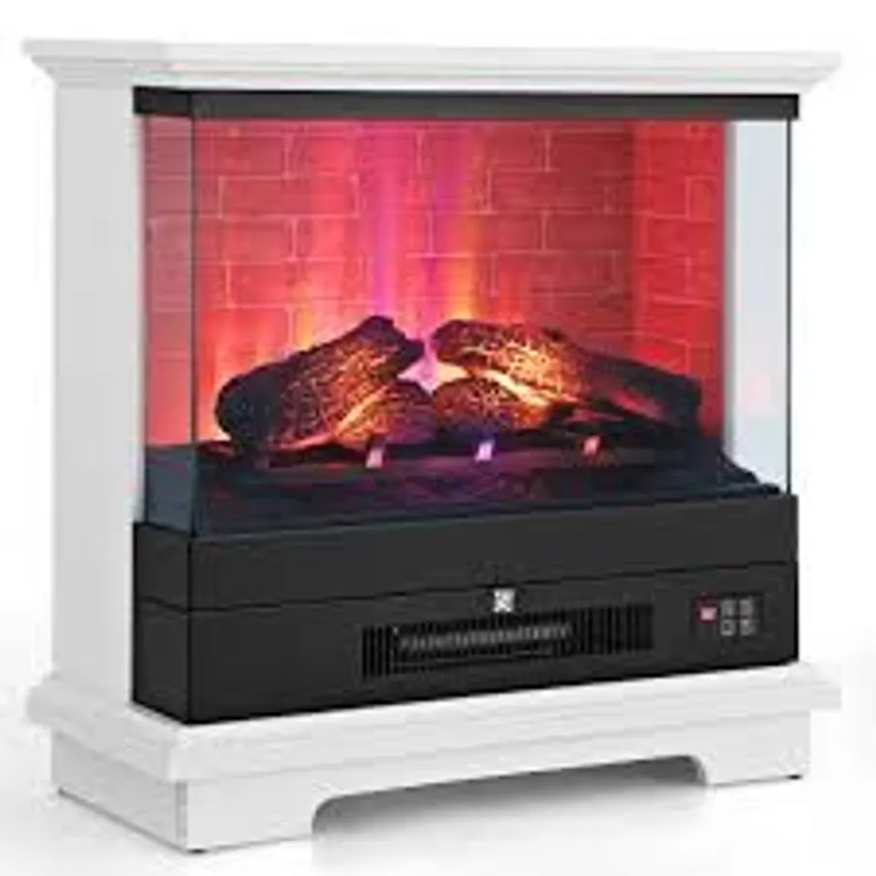 BOXED COSTWAY 2000W ELECTRIC FIREPLACE HEATER WITH 3-LEVEL VIVID FLAME - WHITE (1 BOX)