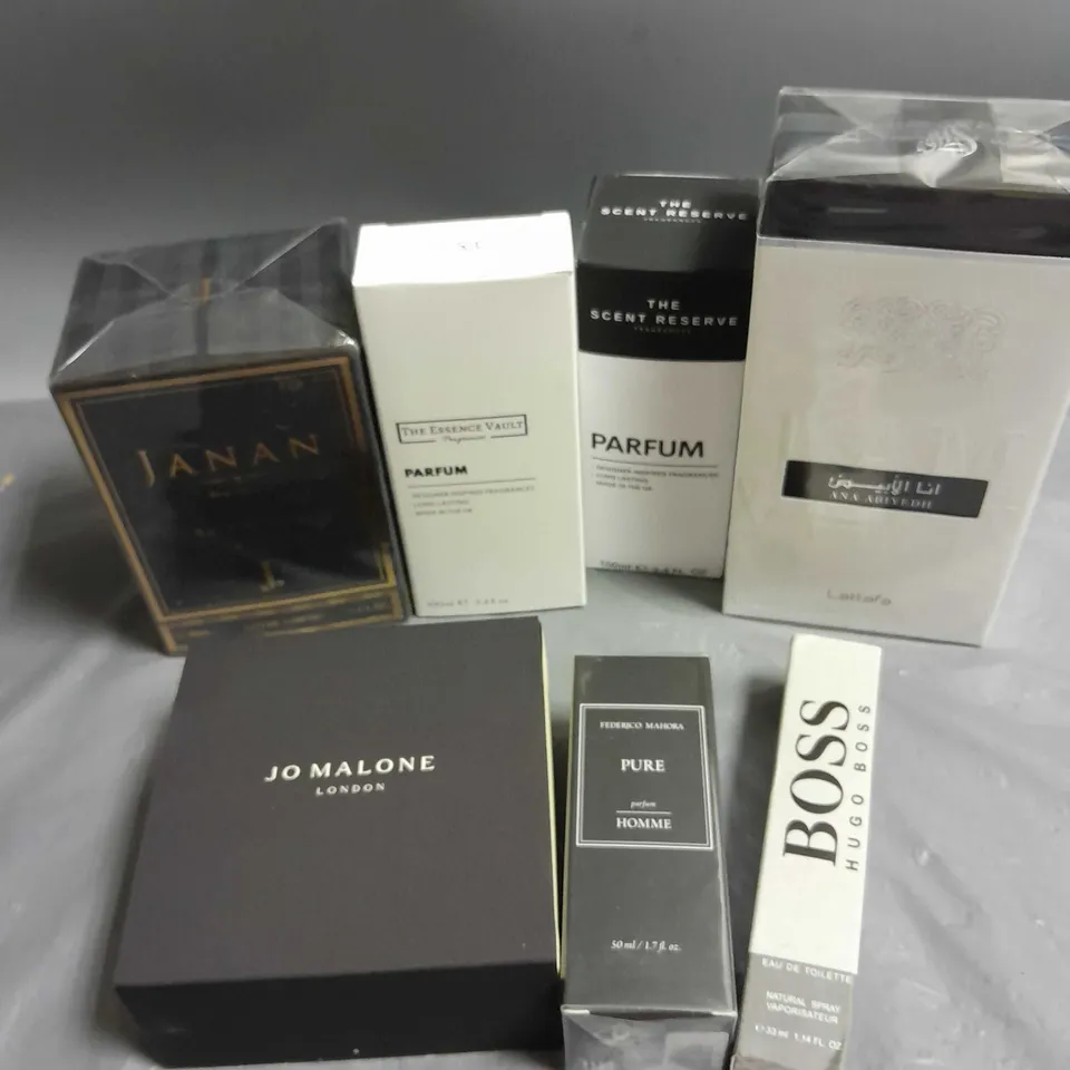 BOX OF APPROXIMATELY 7 ASSORTED BOXED FRAGRANCES TO INCLUDE - HUGO BOSS TESTER - JO MALONE LONDON - THE ESSENCE VAULT - ETC