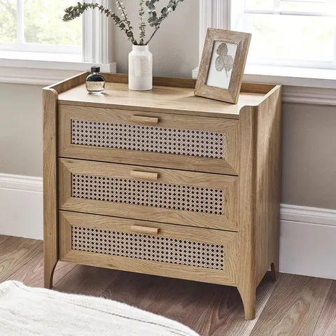 BOXED ALBELO 3-DRAWER CHEST OF DRAWERS - OAK (1 BOX)