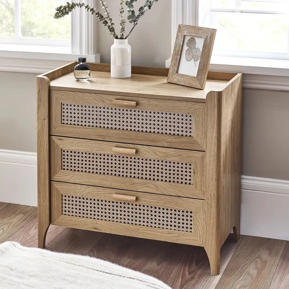 BOXED ALBELO 3-DRAWER CHEST OF DRAWERS - OAK (1 BOX)