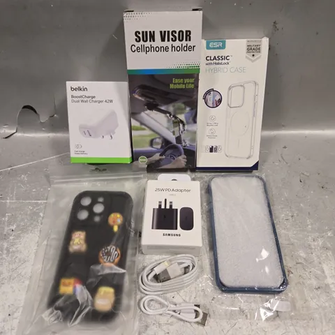 APPROXIMATELY 20 ASSORTED SMARTPHONE ACCESSORIES TO INCLUDE CASES, CHARGING CABLES, SCREEN PROTECTORS ETC