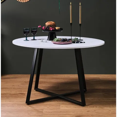 BOXED ADDALEE ROUND METAL BASE DINING TABLE (2 BOXES)
