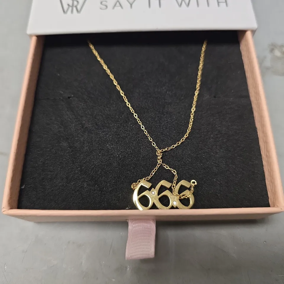 BOXED SAY IT WITH GOLDEN 666 NECKLACE 