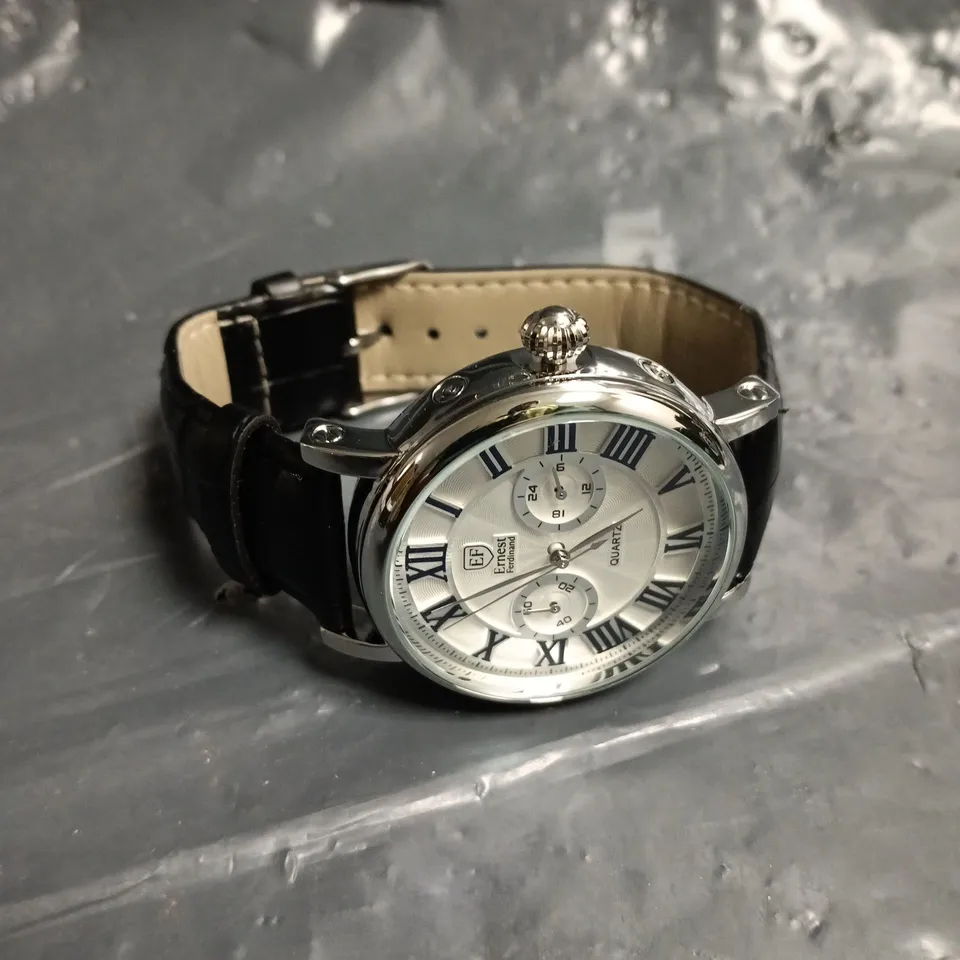 MENS ERNEST FERDINAND WATCH – FUNCTIONING SUB DIALS – LEATHER STRAP