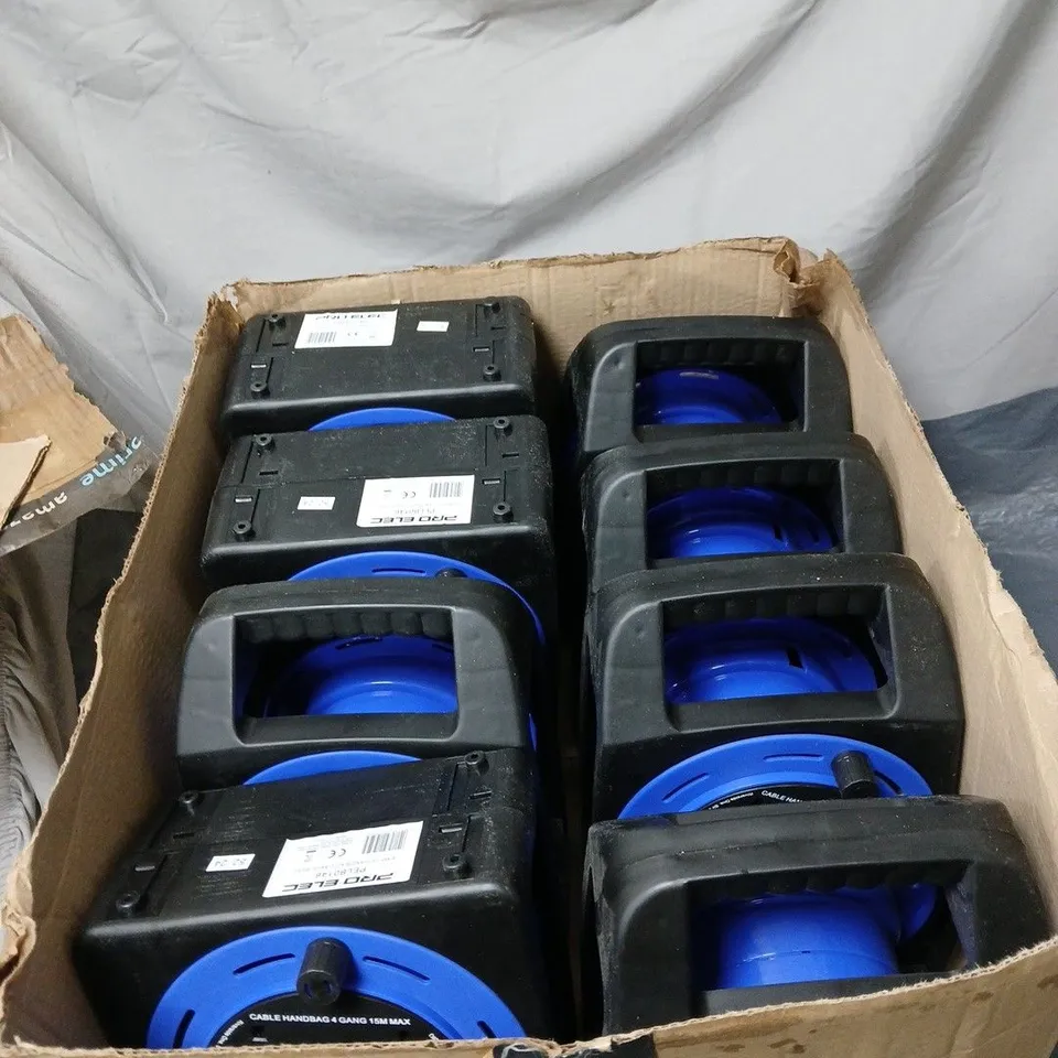  APPROXIMATELY 8 PRO-ELEC 4-GANG 240V EXTENSION UNIT – BLUE SOCKET RING - NO CABLE UNIT ONLY 