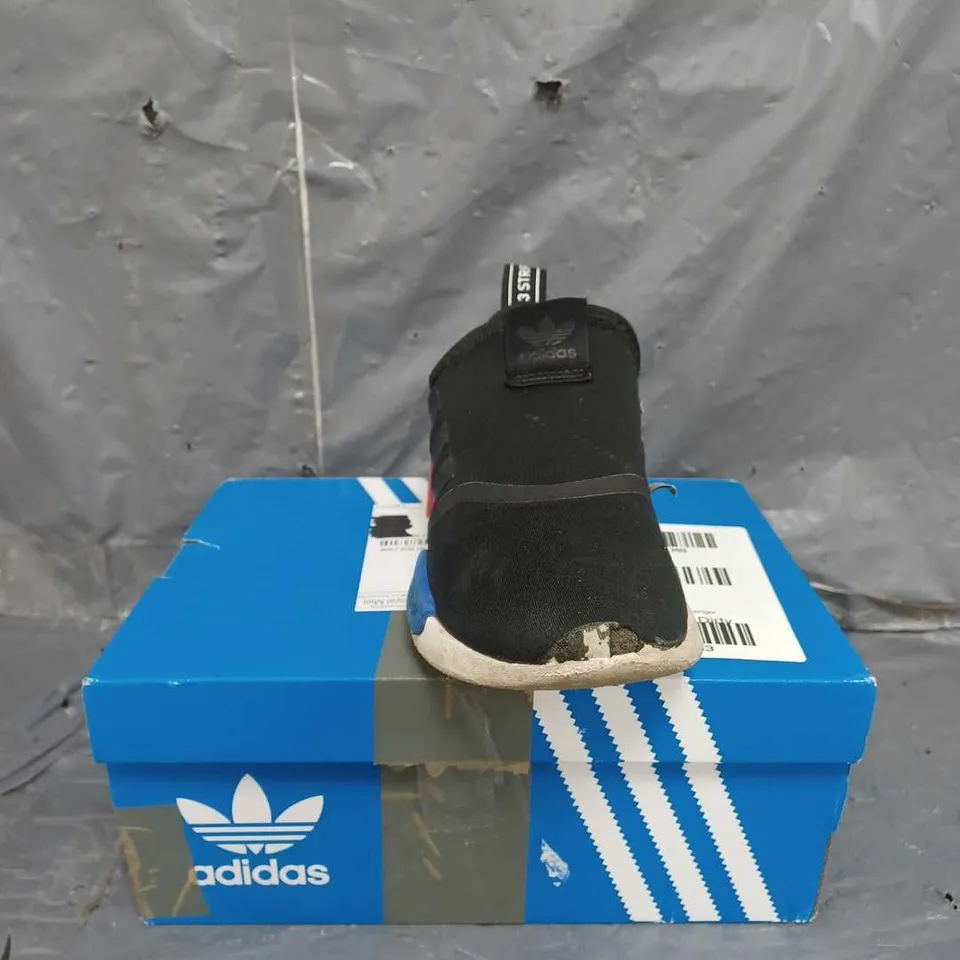 BOXED PAIR OF ADIDAS UNISEX 360 NMD TRAINERS IN BLACK SIZE 13 KIDS