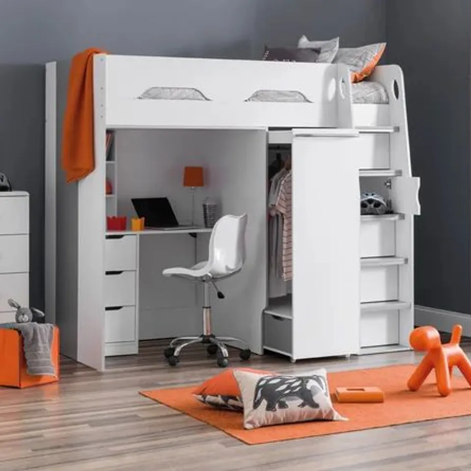 BOXED FRANCESCA WHITE HIGHSLEEPER WITH STORAGE- 5 BOXES