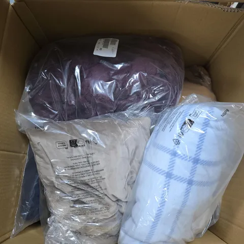 LARGE BOX OF ASSORTED CLOTHING ITEMS IN VARIOUS COLORS , STYLES AND SIZES