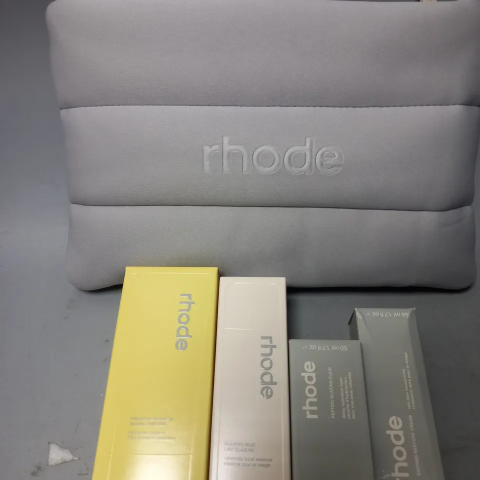 RHODE 4-PIECE BEAUTY SET IN GREY BAG