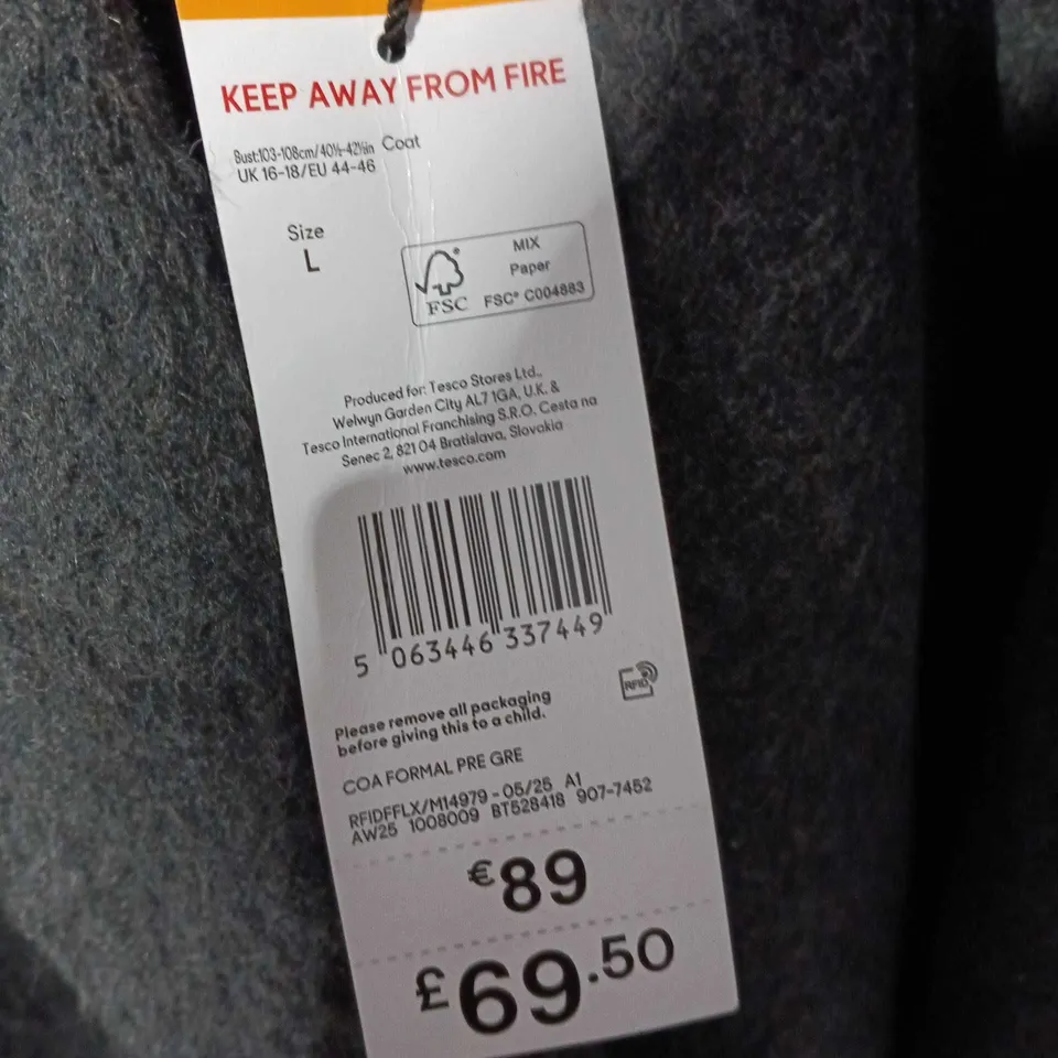 F&F WOOL-BLEND COAT, DARK GREY, UK 16-18 (EU 44-46) – WOMEN'S