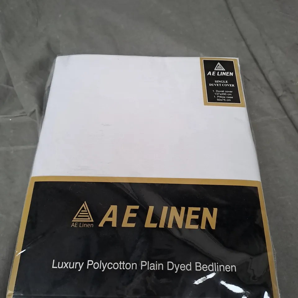 AE LINEN DUVER COVER SET - WHITE - SINGLE