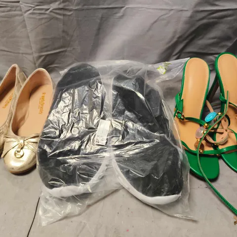 BOX OF APPROXIMATELY 15 ASSORTED PAIRS OF SHOES AND FOOTWEAR ITEMS IN VARIOUS COLOURS, STYLES, AND SIZES - COLLECTION ONLY
