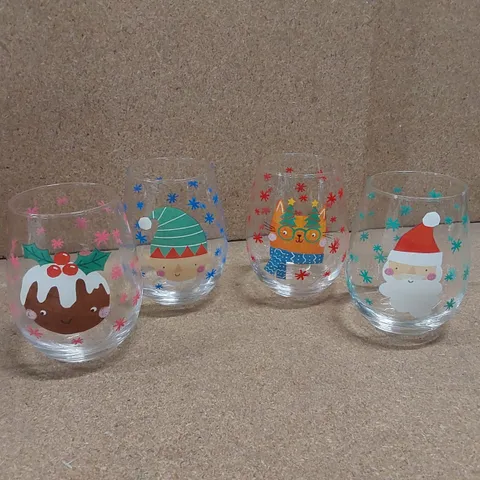BRAND NEW BOXED CHRISTMAS DRINKING TUMBLERS - 4 TUMBLERS PER PACK, 6 PACKS PER BOX (1 BOX)