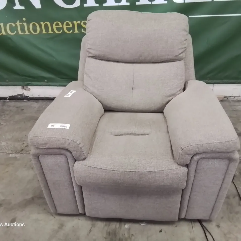 QUALITY BRITISH DESIGNER & MANUFACTURED G PLAN BURFORD POWER RECLINING EASY CHAIR NIMBUS EARTH FABRIC 