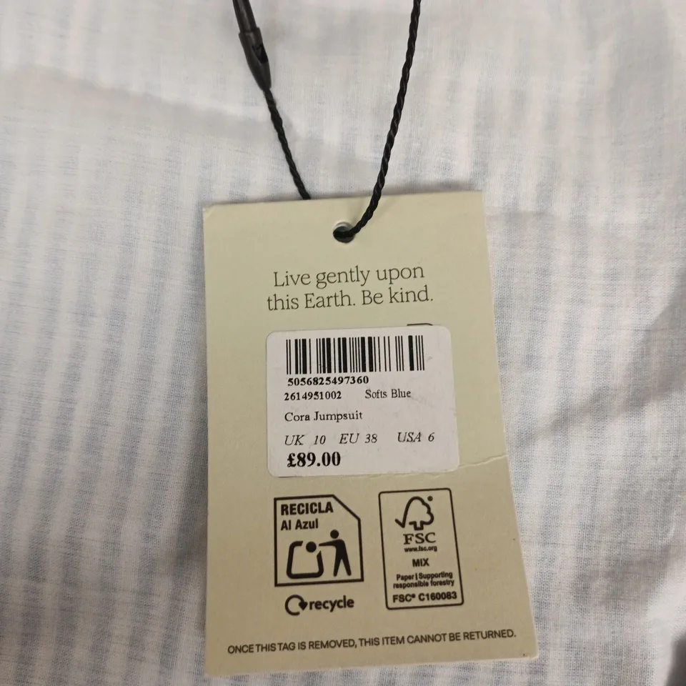 NOBODY'S CHILD CORA JUMPSUIT – SOFT BLUE, UK 10 (EU 38)