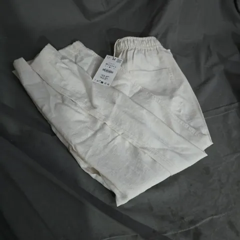 ZARA LIGHT-GRAY DRAWSTRING TROUSERS – SIZE M