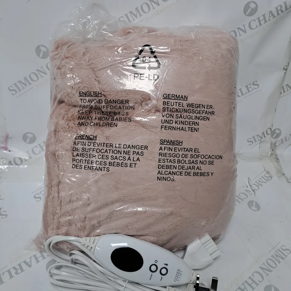BOXED COZEE HOME VELVETSOFT HEATED THROW IN PINK