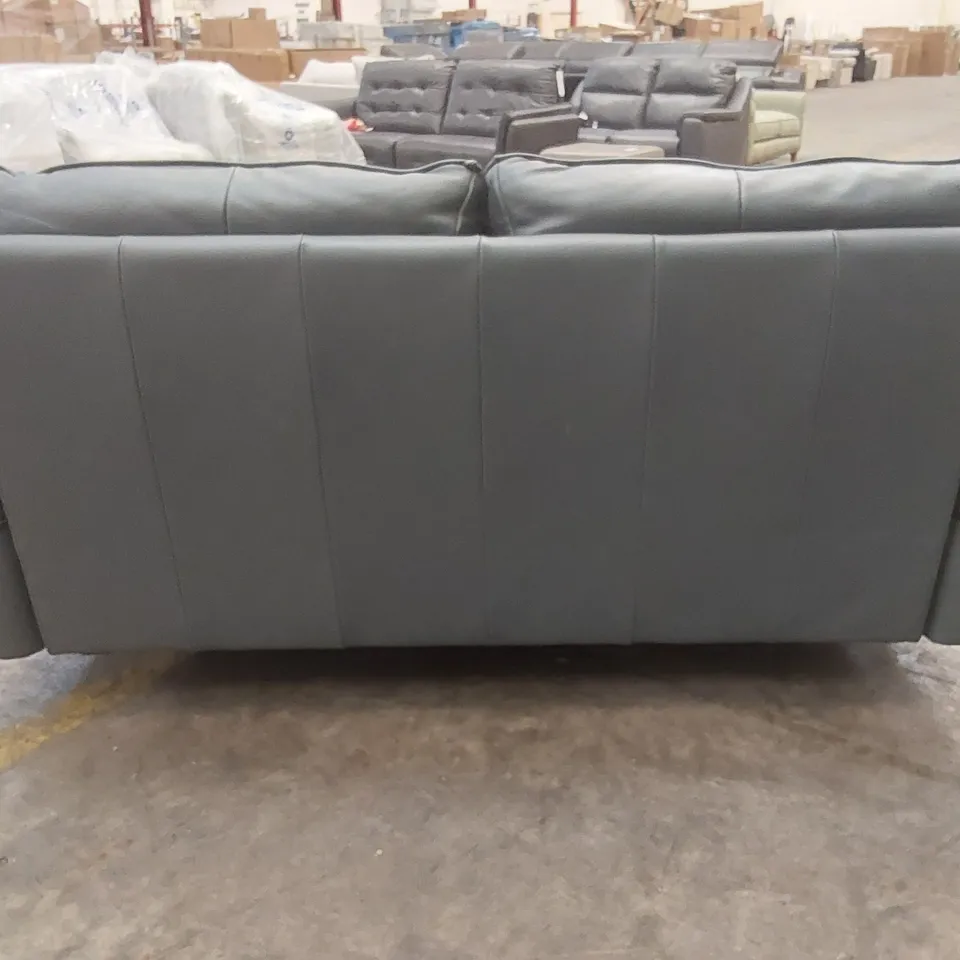 QUALITY DESIGNER ITALIAN MADE LEATHER BOLANZO LOVESEAT - BLUE