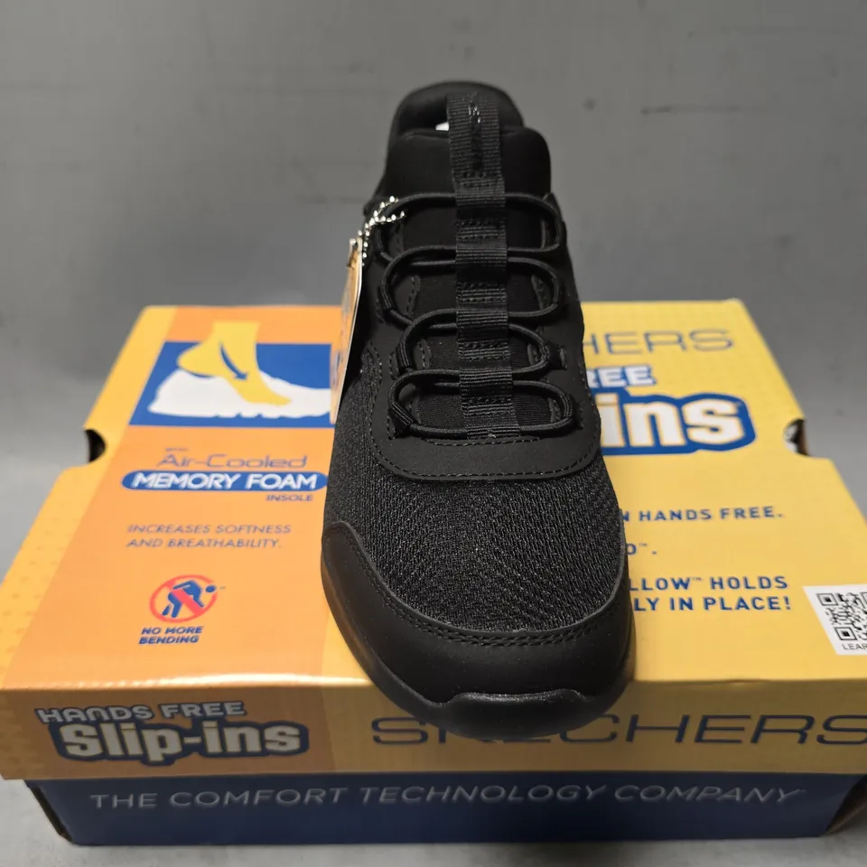 BOXED SKETCHERS SLIP INS BLACK BOUNDER BRISK BURST - UK 3 