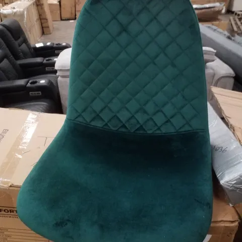BOXED SET OF 4 GREEN VELVET DINING CHAIRS 