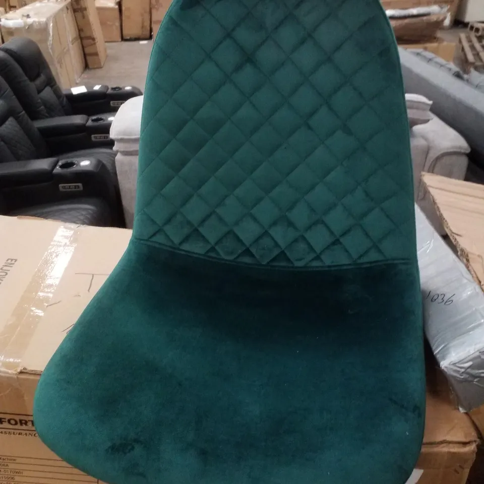 BOXED SET OF 4 GREEN VELVET DINING CHAIRS 