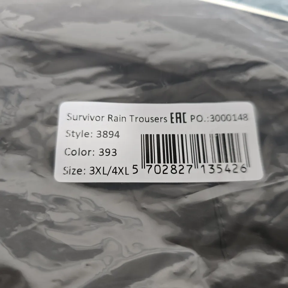 DEERHUNTER SURVIVOR RAIN TROUSERS – STYLE 3894, COLOUR 393, UK 3XL/4XL