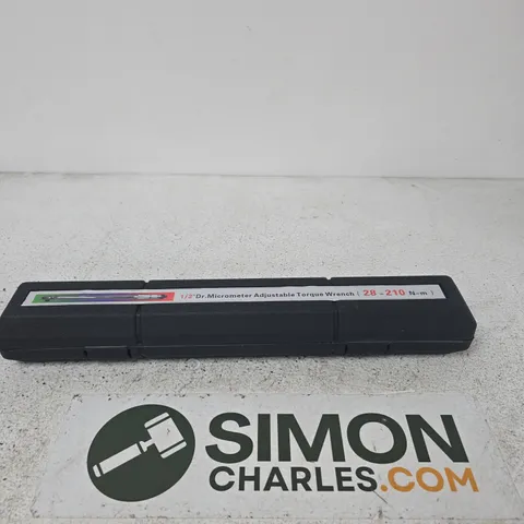HALF-INCH DRIVE MICROMETER ADJUSTABLE TORQUE WRENCH – 28–210 N·M, IN CASE