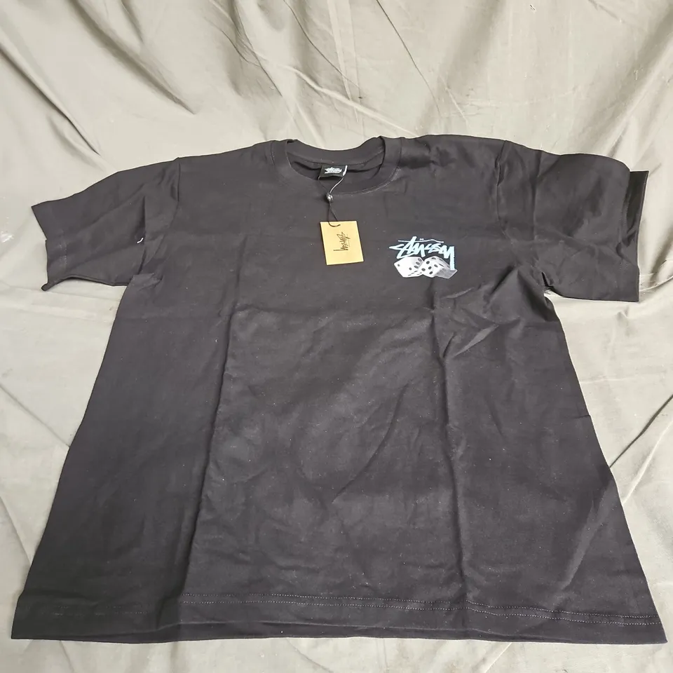 STUSSY DICE PRINT TSHIRT IN BLACK SIZE M