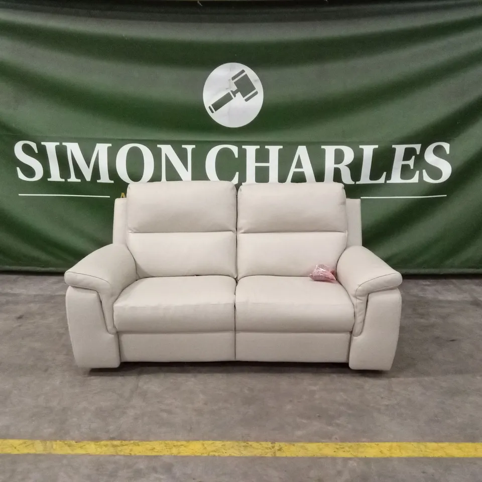 QUALITY DESIGNER ITALIAN MADE 2 SEATER ELECTRIC RECLINER LEATHER SOFA - BEIGE